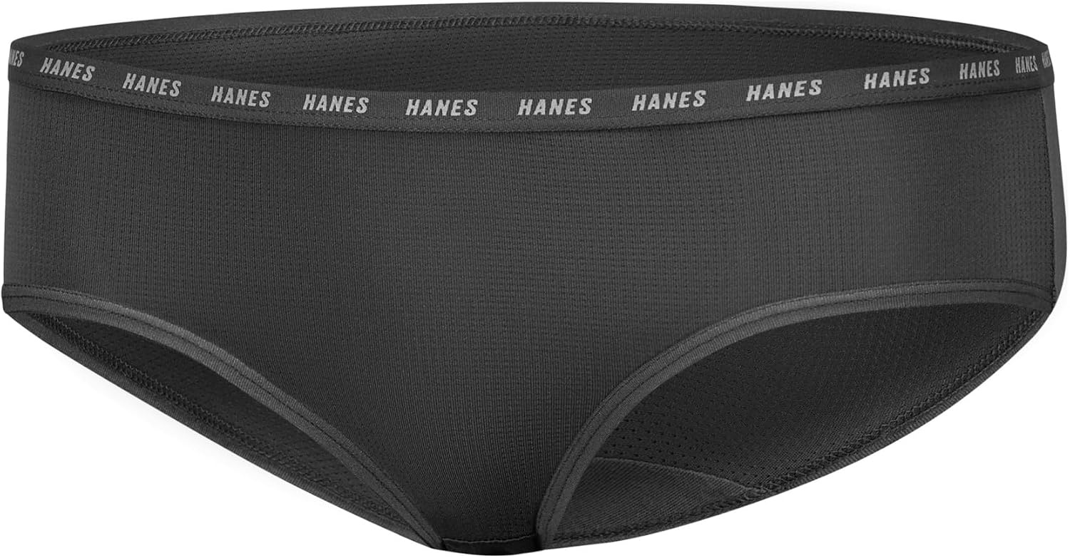 image:imageHanes Girls Underwear Brief and Hipsters 6Pack Moves Breathable Stretch XTemp MoistureWicking Girls PantiesBlackGrey