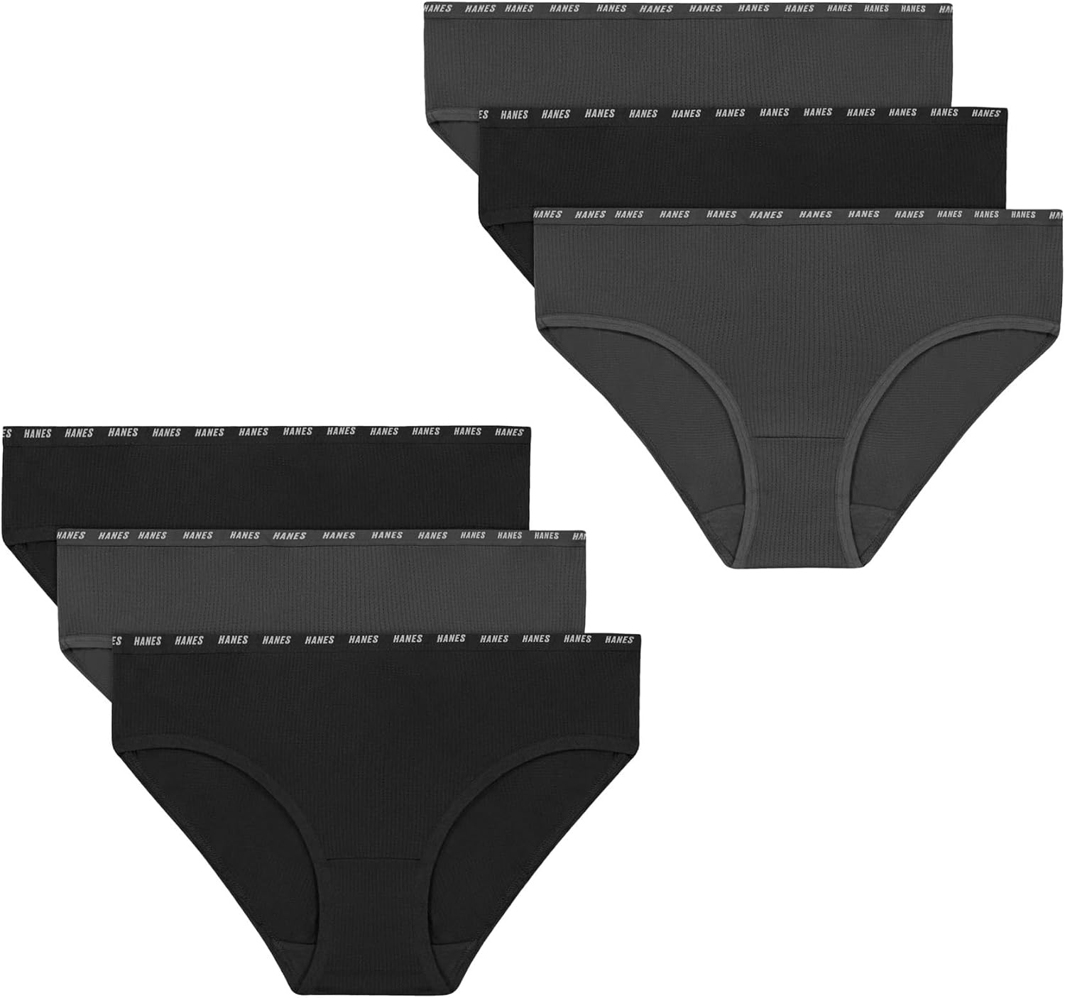 image:imageHanes Girls Underwear Brief and Hipsters 6Pack Moves Breathable Stretch XTemp MoistureWicking Girls PantiesBlackGrey