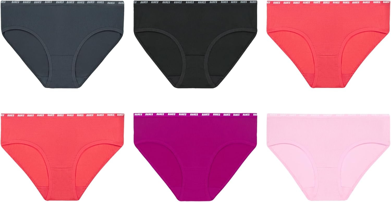 image:imageHanes Girls Underwear Brief and Hipsters 6Pack Moves Breathable Stretch XTemp MoistureWicking Girls PantiesPinkBlackGrey