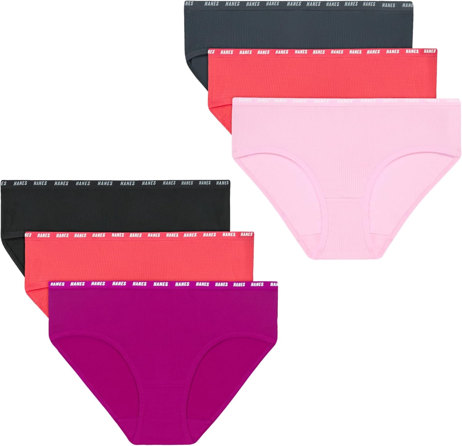 image:imageHanes Girls Underwear Brief and Hipsters 6Pack Moves Breathable Stretch XTemp MoistureWicking Girls PantiesPinkBlackGrey