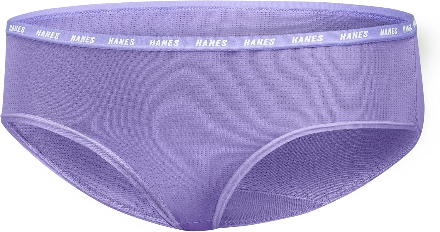image:imageHanes Girls Underwear Brief and Hipsters 6Pack Moves Breathable Stretch XTemp MoistureWicking Girls PantiesPurpleBlueMintBlackGrey
