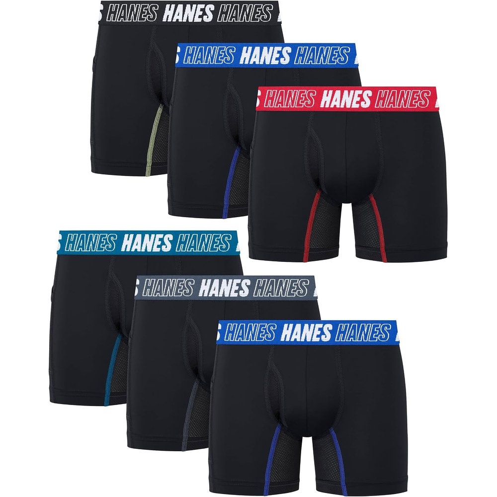 image:imageHanes Boys Moves Underwear Antichafe Boxer Briefs for Boys 6packBlack Regular Leg