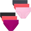 Hanes Girls’ Underwear Brief and Hipsters 6-Pack – Moves Breathable Stretch – X-Temp Moisture-Wicking Girls’ Panties(Pink/Black/Grey)