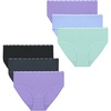 Hanes Girls’ Underwear Brief and Hipsters 6-Pack – Moves Breathable Stretch – X-Temp Moisture-Wicking Girls’ Panties(Purple/Blue/Mint/Black/Grey)