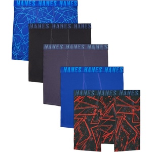 Hanes Boys’ Moves Breathable Boxer Brief Underwear, Performance Stretch Boxer Briefs for Boys, Moisture-wicking, 6-pk(Blue/Red/Purple Print)