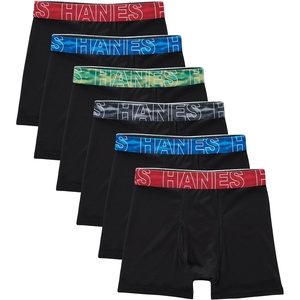 Hanes Boys’ Moves Performance Underwear Boxer Brief, 6-pack, All Over Mesh Moisture Wicking Boxer Briefs(Black – 6 Pack)
