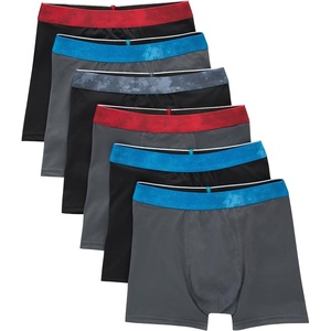 Hanes Boys’ Moves Performance Underwear Boxer Brief, 6-pack, All Over Mesh Moisture Wicking Boxer Briefs(Black/Grey – 6 Pack)