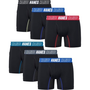 Hanes Boys’ Moves Underwear, Anti-chafe Boxer Briefs for Boys, 6-pack(Black- Regular Leg)