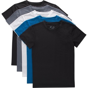 Hanes Boys’ Originals Performance Mesh Tween T-Shirt Pack, Stretch Undershirts, 5-Pack(Black/Blue/Grey/White)