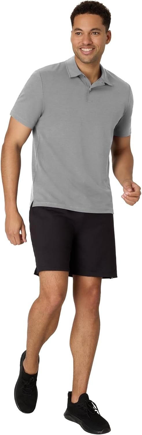 image:imageHanes Mens Moves Performance Polo Short Sleeve Polo Shirt for Men MoistureWickingDusk Shadow Grey Heather