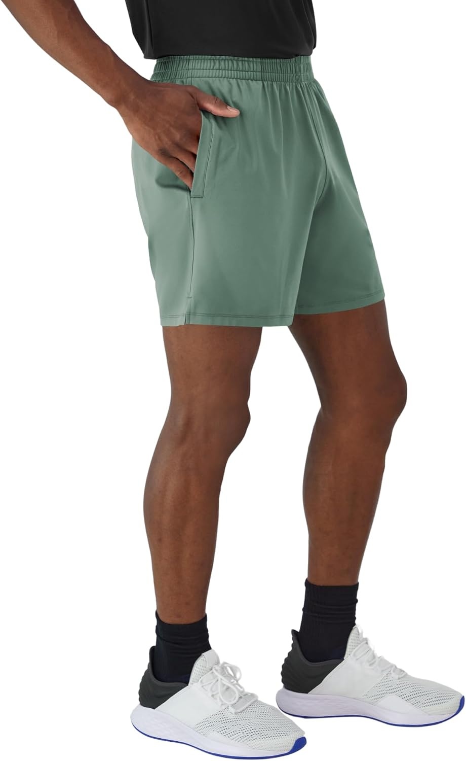 image:imageHanes Mens Moves Performance Shorts Athletic MoistureWicking Shorts with Pockets 6 InseamHerbal Olive Green