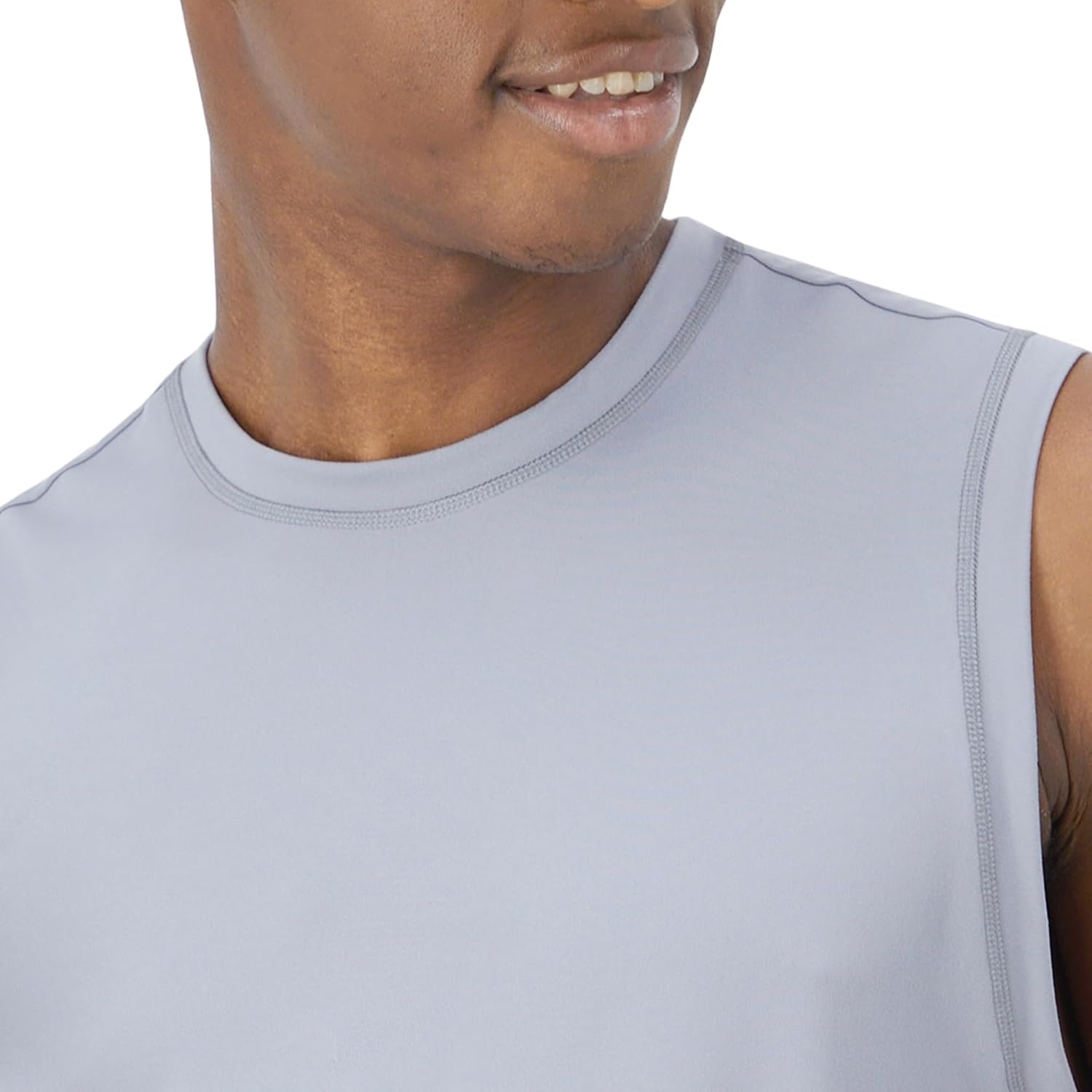image:imageHanes Mens Moves Tank Performance Tank for Men MoistureWicking Tank Top 4Way StretchTubing Grey