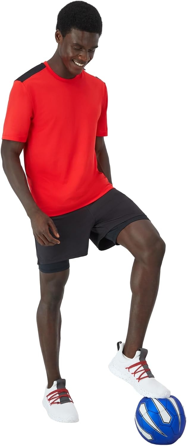 image:imageHanes Mens Moves Workout Shorts with Boxer Brief Liner amp Total Support Pouch MoistureWicking Shorts 5 InseamBlack