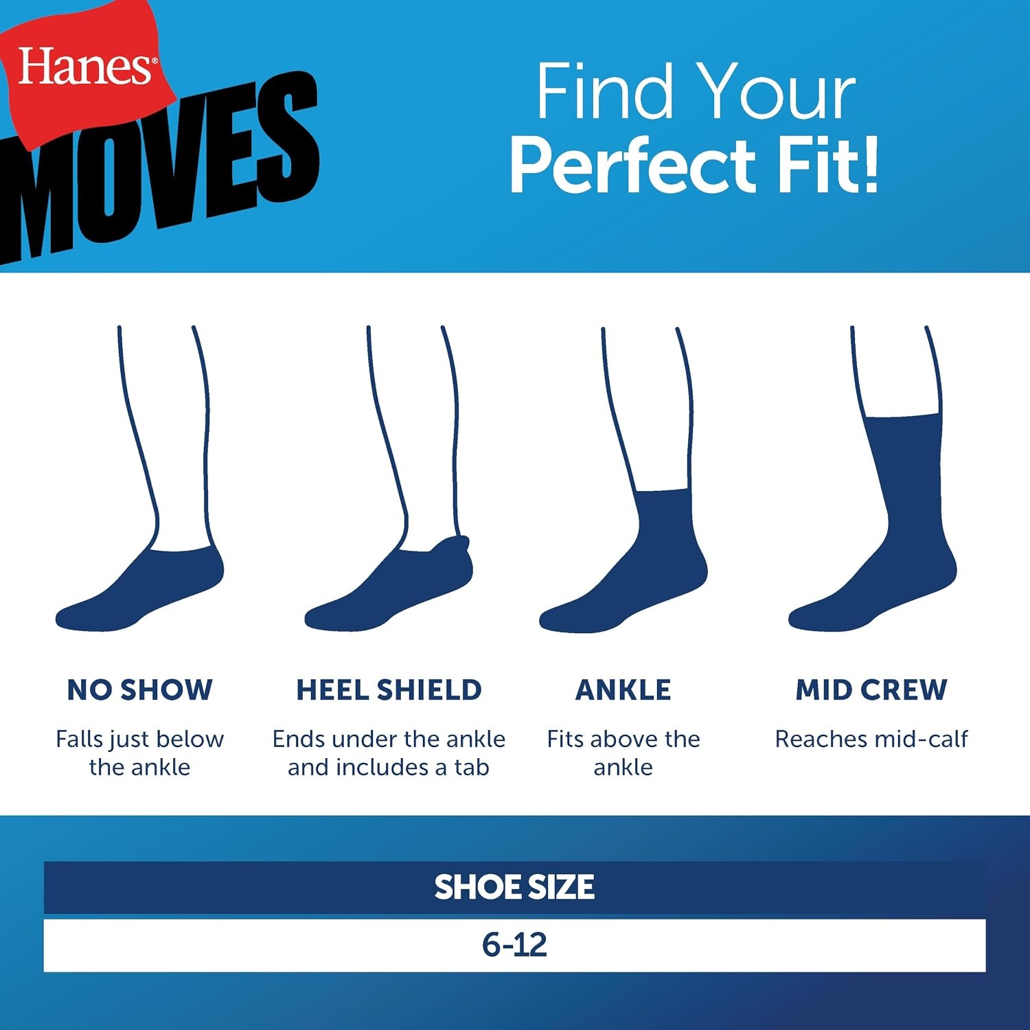 image:imageHanes Mens Socks Pack 6pack Moves Performance Moisturewicking Ankle Heel Shield amp Ankle Socks Breathable MeshNavyBlack Ankle