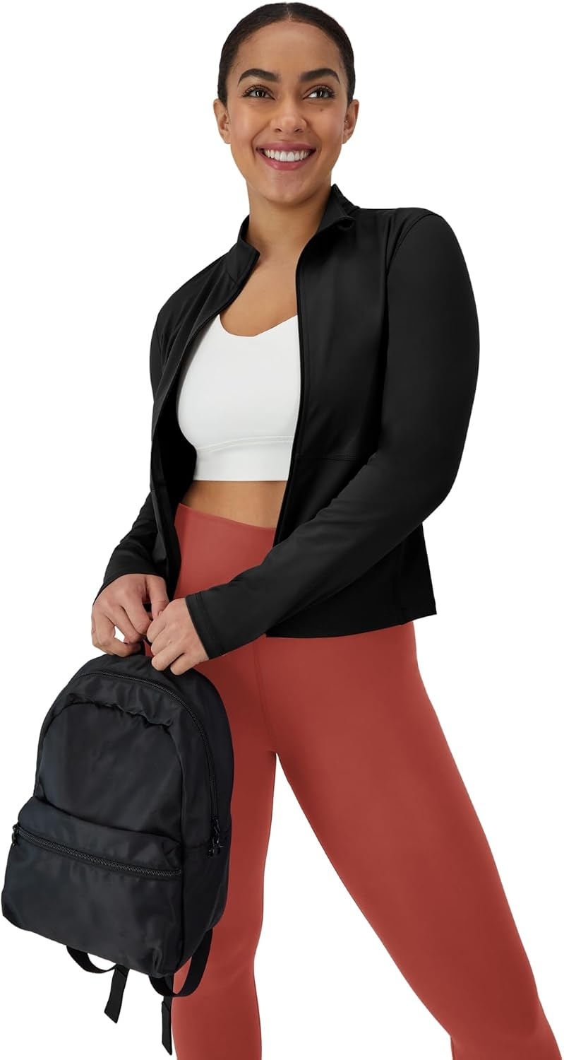 image:imageHanes Womens Jacket Moves FullZip Workout Jacket MoistureWicking Outwear Soft amp Stretchy Athletic Wear for WomenBlack