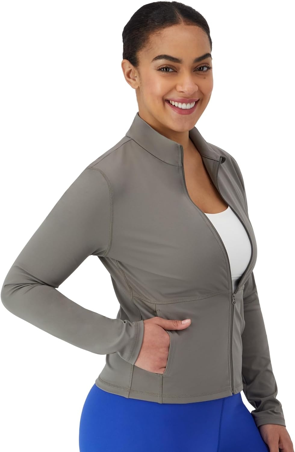 image:imageHanes Womens Jacket Moves FullZip Workout Jacket MoistureWicking Outwear Soft amp Stretchy Athletic Wear for WomenCool Grey