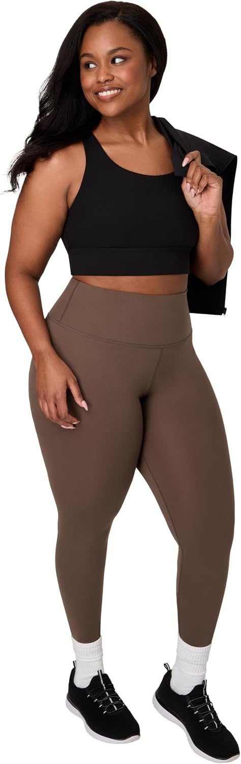 image:imageHanes Womens Leggings Clothing Moves 78 Soft Leggings with Pocket Moisture Wicking Womens Clothing Pants 25 InseamRustic Brown