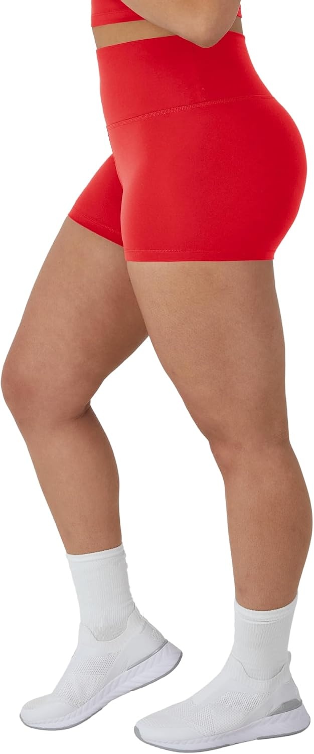 image:imageHanes Womens Moves Bike Shorts Soft amp Stretchy Workout Shorts with Interior Pocket MoistureWicking 3 Or 7 InseamHolly Berry Red
