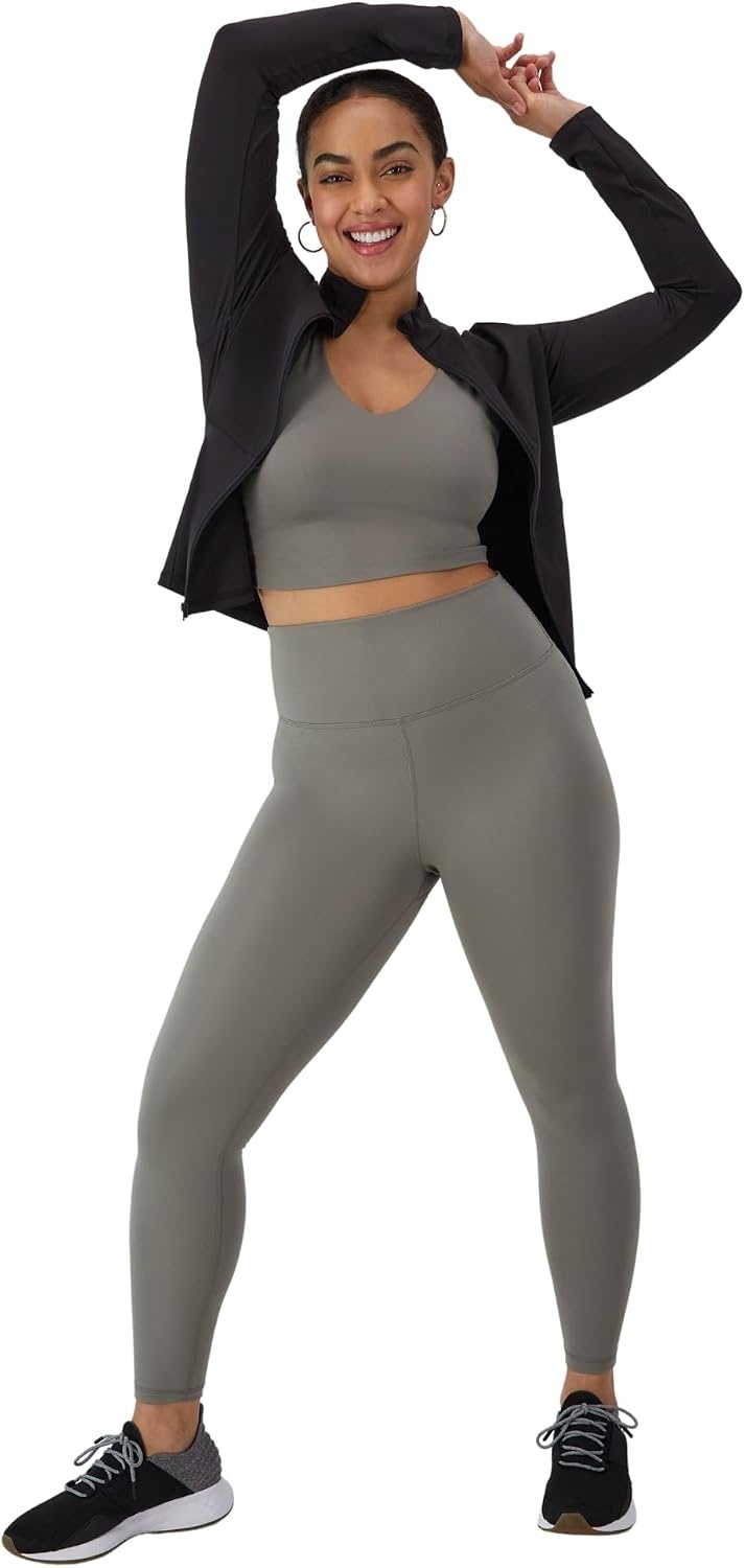 image:imageHanes Womens Moves Leak Protection 78 Leggings with Builtin Underwear MoistureWicking amp Odor Control 25 InseamCool Grey