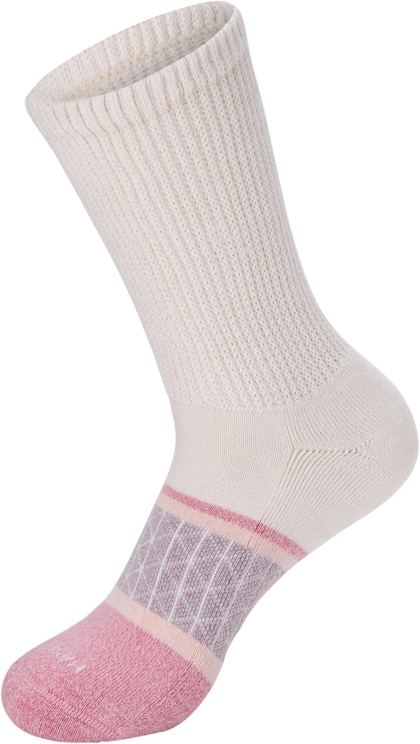 image:imageHanes Womens Nonbinding Crew Socks Absolute Wellness Nonrestrictive Cushioned Socks for Women 4packPinkTanGreen
