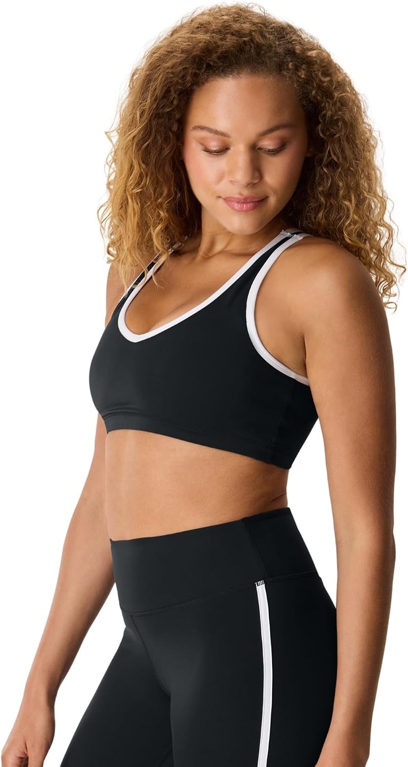 image:imageHanes Womens Racerback Sports Bra MoistureWicking Stretch ActivewearBlack
