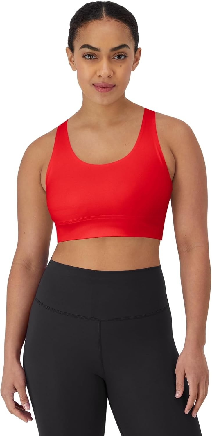 image:imageHanes Womens Racerback Sports Bra MoistureWicking Stretch ActivewearHolly Berry Red