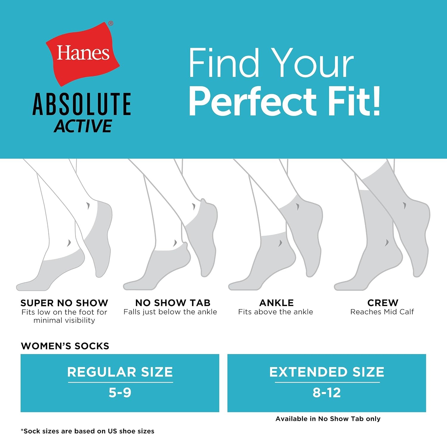 image:imageHanes Womens Socks 4pack Absolute Active Cushioned Moisturewicking Best Womens Socks Crew Ankle and No ShowBlack