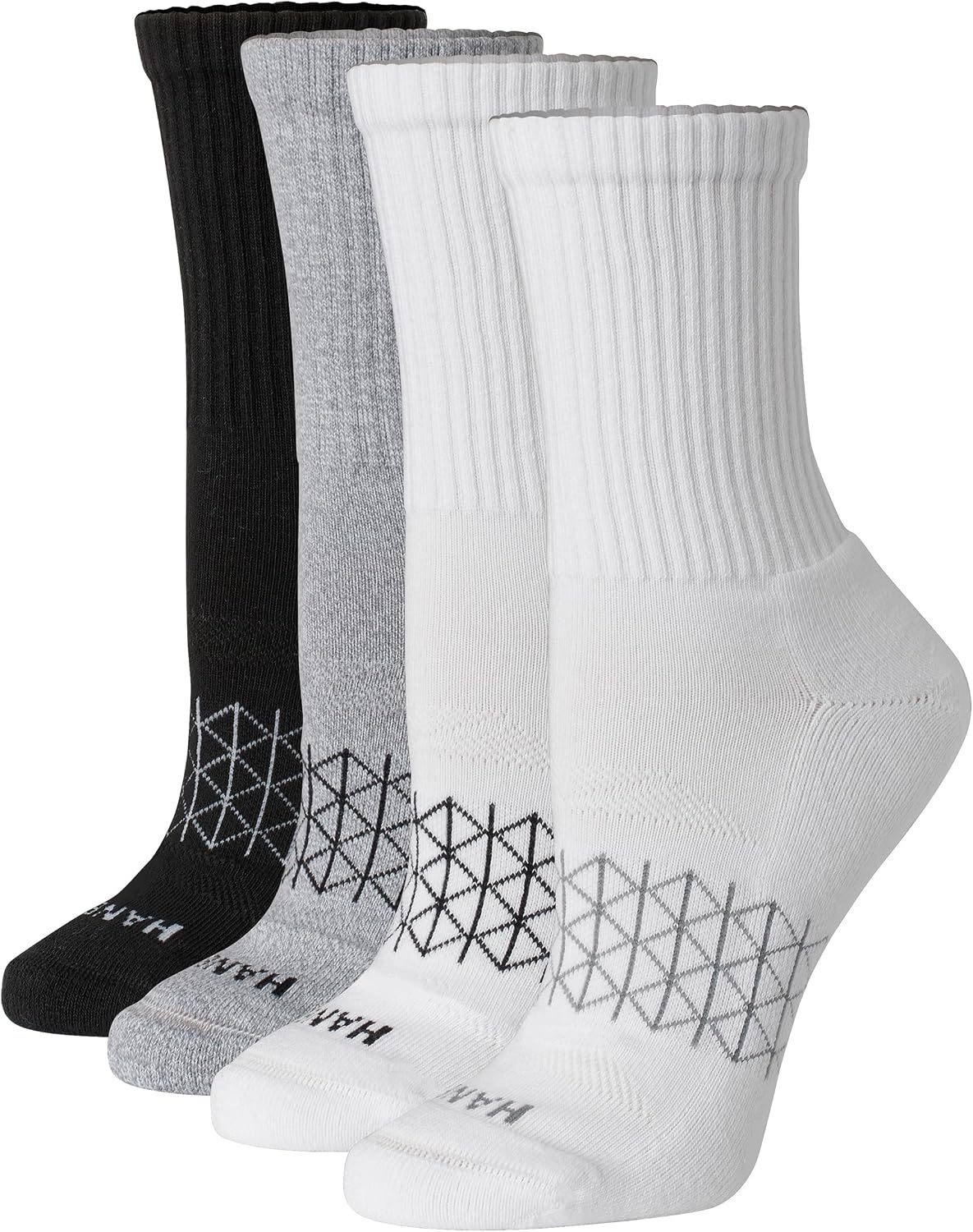 image:imageHanes Womens Socks 4pack Absolute Active Cushioned Moisturewicking Best Womens Socks Crew Ankle and No ShowGray