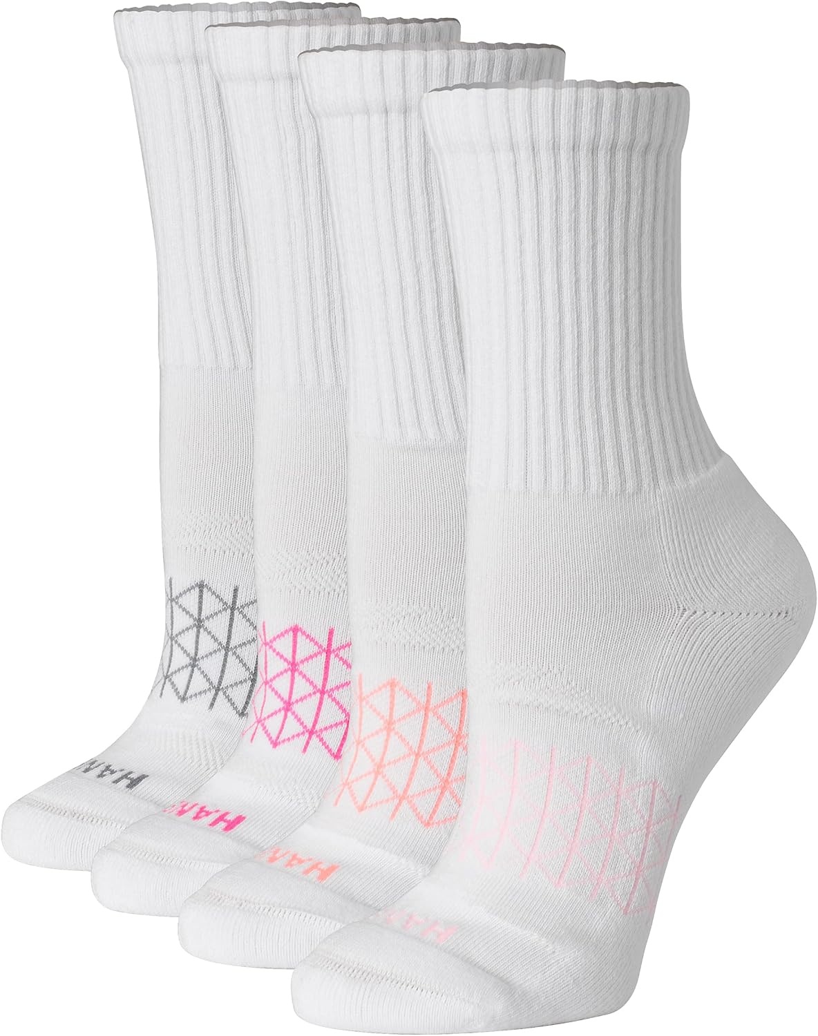 image:imageHanes Womens Socks 4pack Absolute Active Cushioned Moisturewicking Best Womens Socks Crew Ankle and No ShowWhite