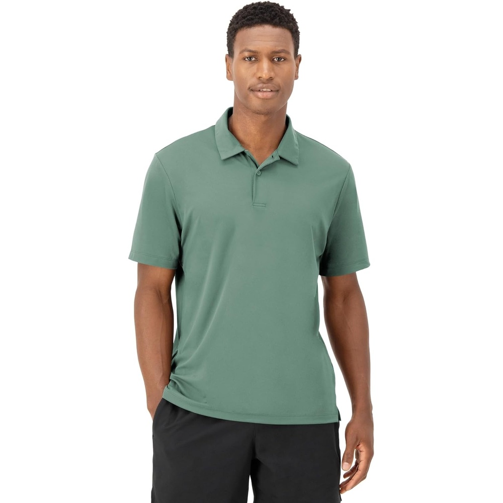 image:imageHanes Mens Moves Performance Polo Short Sleeve Polo Shirt for Men MoistureWickingHerbal Olive Green