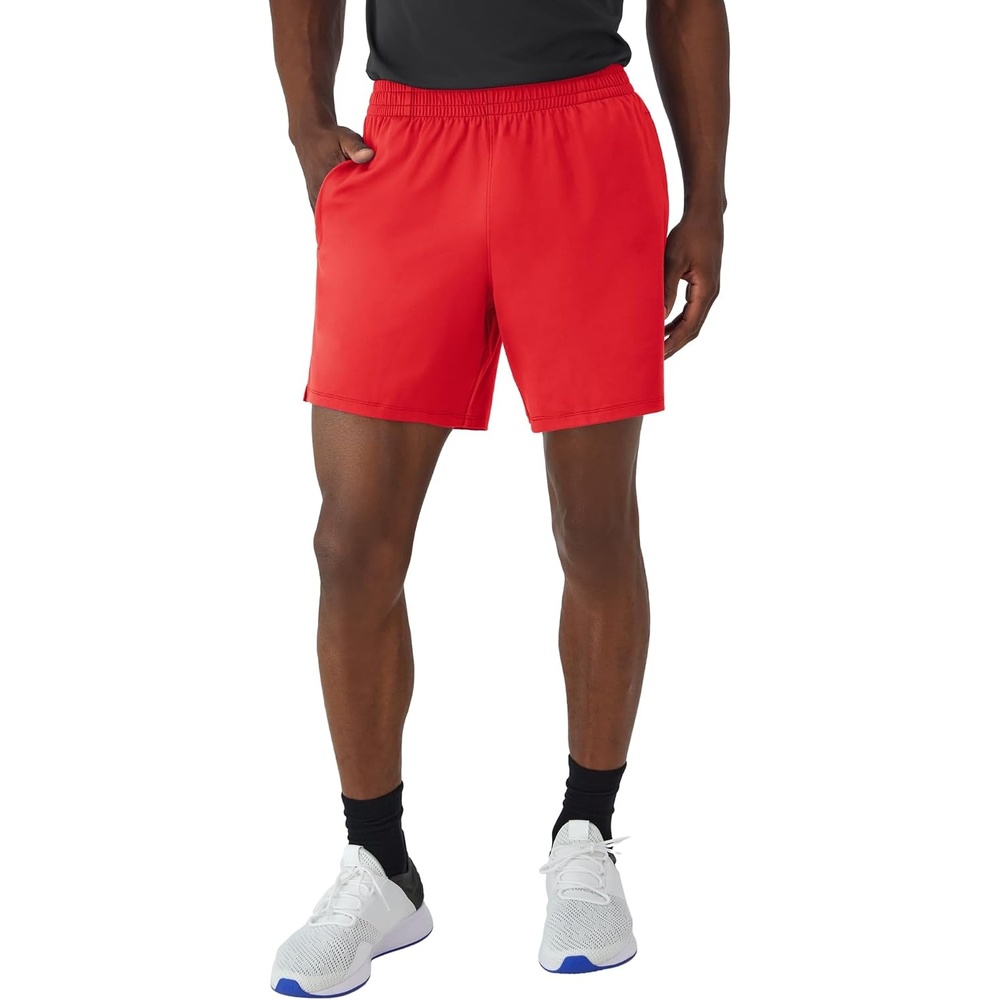 image:imageHanes Mens Moves Performance Shorts Athletic MoistureWicking Shorts with Pockets 6 InseamHolly Berry Red