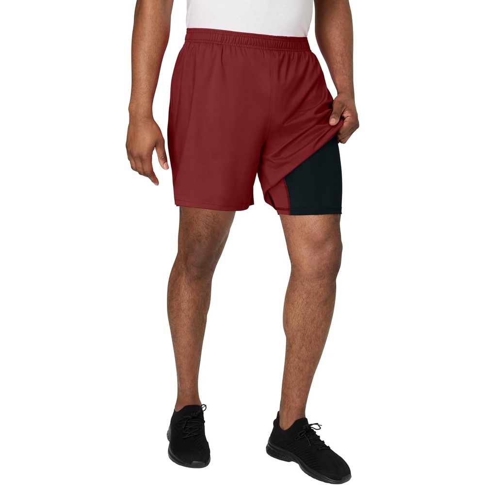 image:imageHanes Mens Moves Workout Shorts with Boxer Brief Liner amp Total Support Pouch MoistureWicking Shorts 7 InseamHerbal Olive Green