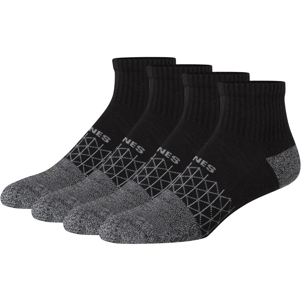 image:imageHanes Mens Socks Absolute Comfort Cushioned Moisturewicking Seamless Toe 4 Pack Ankle Crew and Heel Shield SocksBlack Ankle