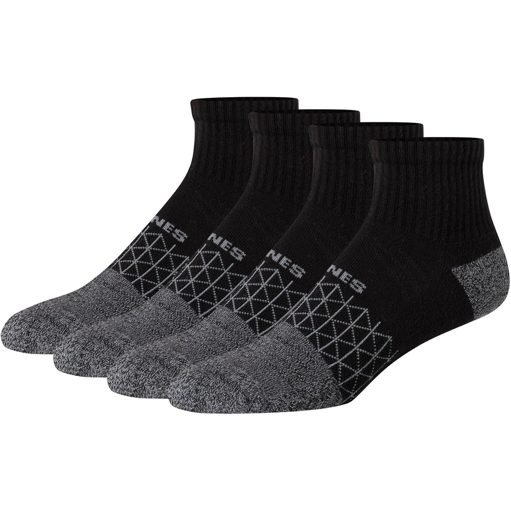 image:imageHanes Mens Socks Absolute Comfort Cushioned Moisturewicking Seamless Toe 4 Pack Ankle Crew and Heel Shield SocksBlackGray Ankle