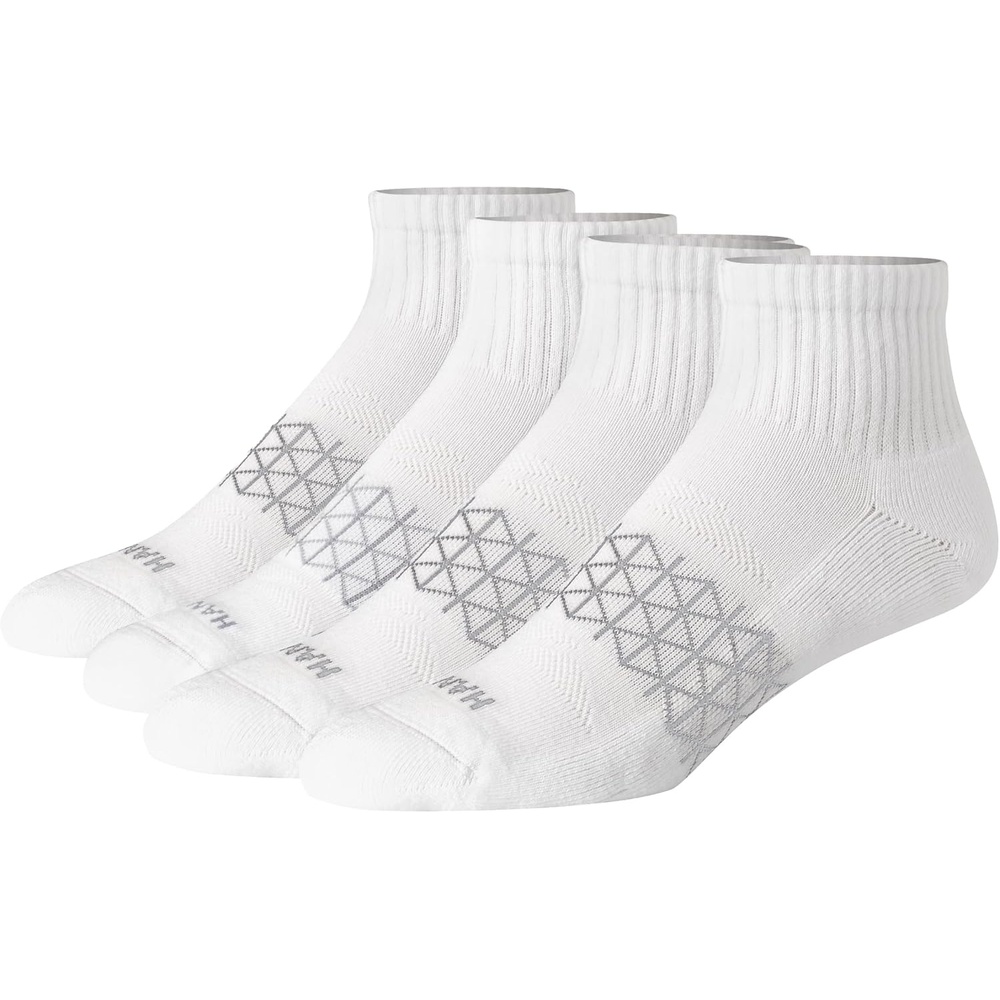 image:imageHanes Mens Socks Absolute Comfort Cushioned Moisturewicking Seamless Toe 4 Pack Ankle Crew and Heel Shield SocksWhite Ankle