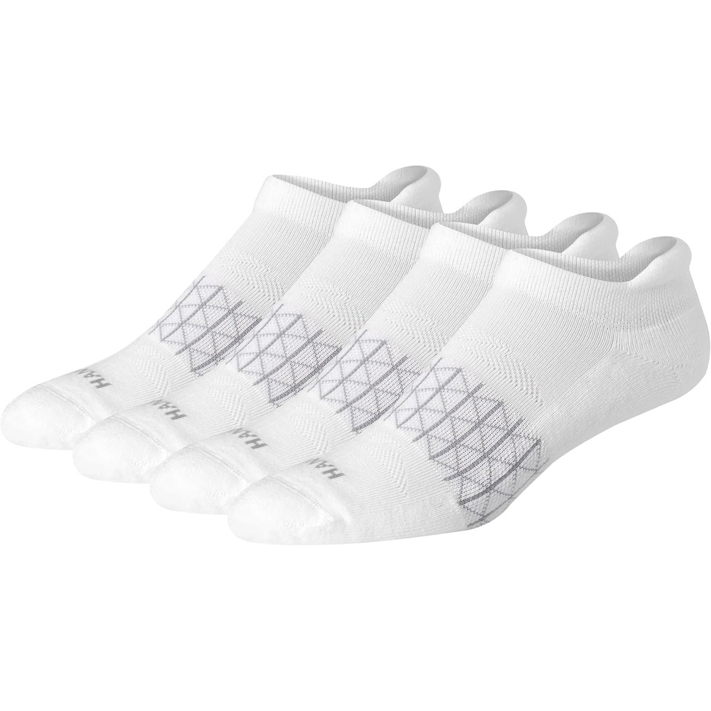 image:imageHanes Mens Socks Absolute Comfort Cushioned Moisturewicking Seamless Toe 4 Pack Ankle Crew and Heel Shield SocksWhite Heel Shield