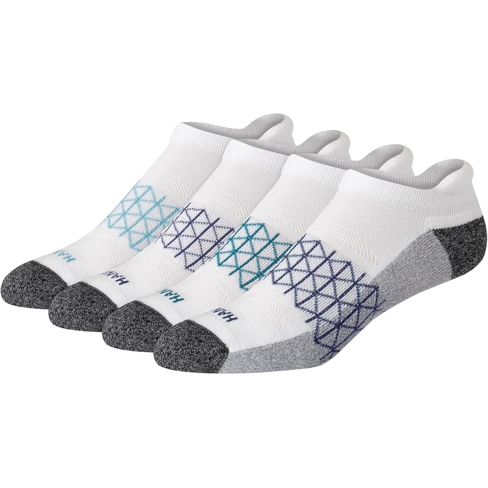 image:imageHanes Mens Socks Absolute Comfort Cushioned Moisturewicking Seamless Toe 4 Pack Ankle Crew and Heel Shield SocksWhiteGray Foot Heel Shield