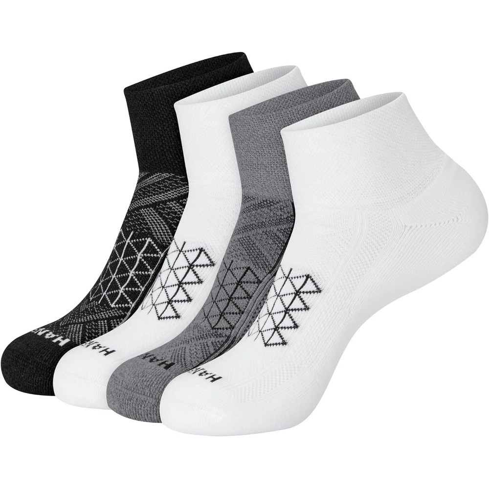 image:imageHanes Mens Socks Pack 4pair Pack Absolute Run Cushioned Heelshield Tab Moisturewicking Mens SocksGreyWhiteBlack Ankle