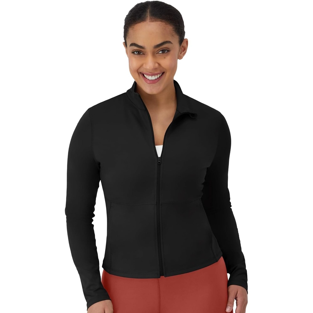 image:imageHanes Womens Jacket Moves FullZip Workout Jacket MoistureWicking Outwear Soft amp Stretchy Athletic Wear for WomenBlack