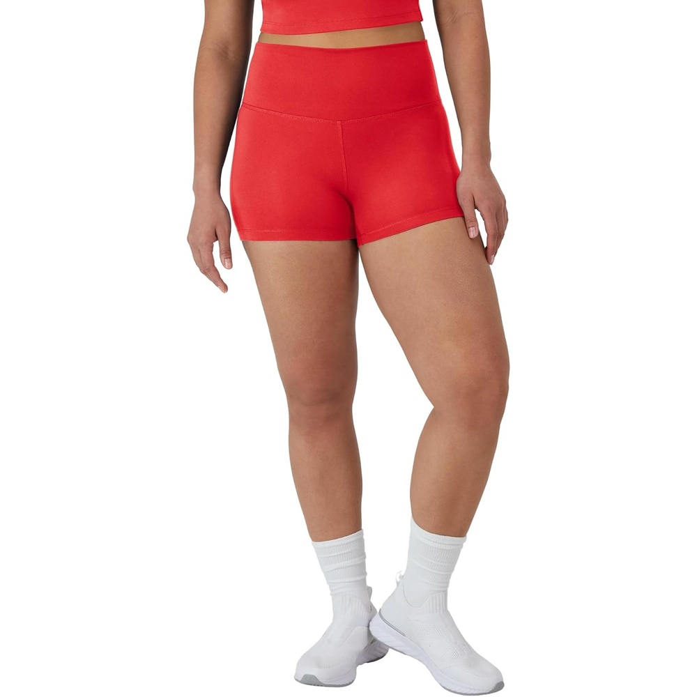 image:imageHanes Womens Moves Bike Shorts Soft amp Stretchy Workout Shorts with Interior Pocket MoistureWicking 3 Or 7 InseamHolly Berry Red