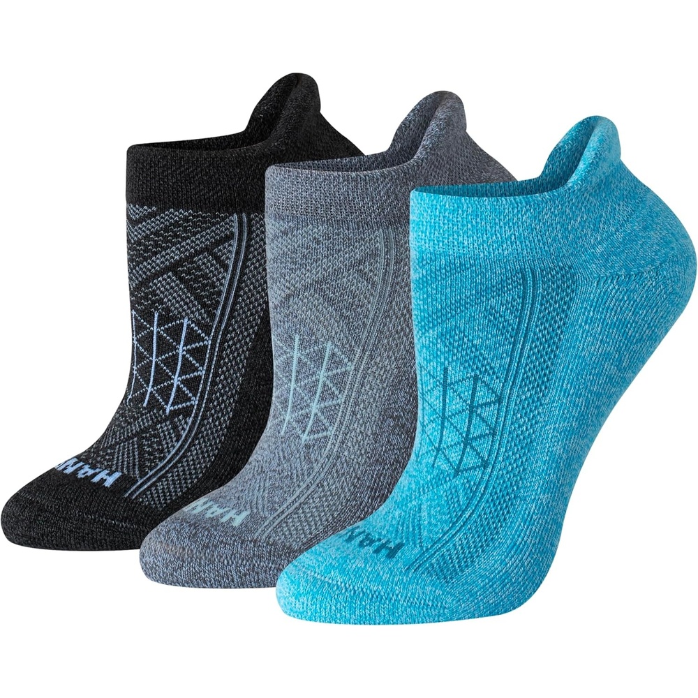 image:imageHanes Womens No Show Running Socks Absolute Run Socks Breathable No Show Tab Socks for Running 4packBlue Assortment 3 Pack