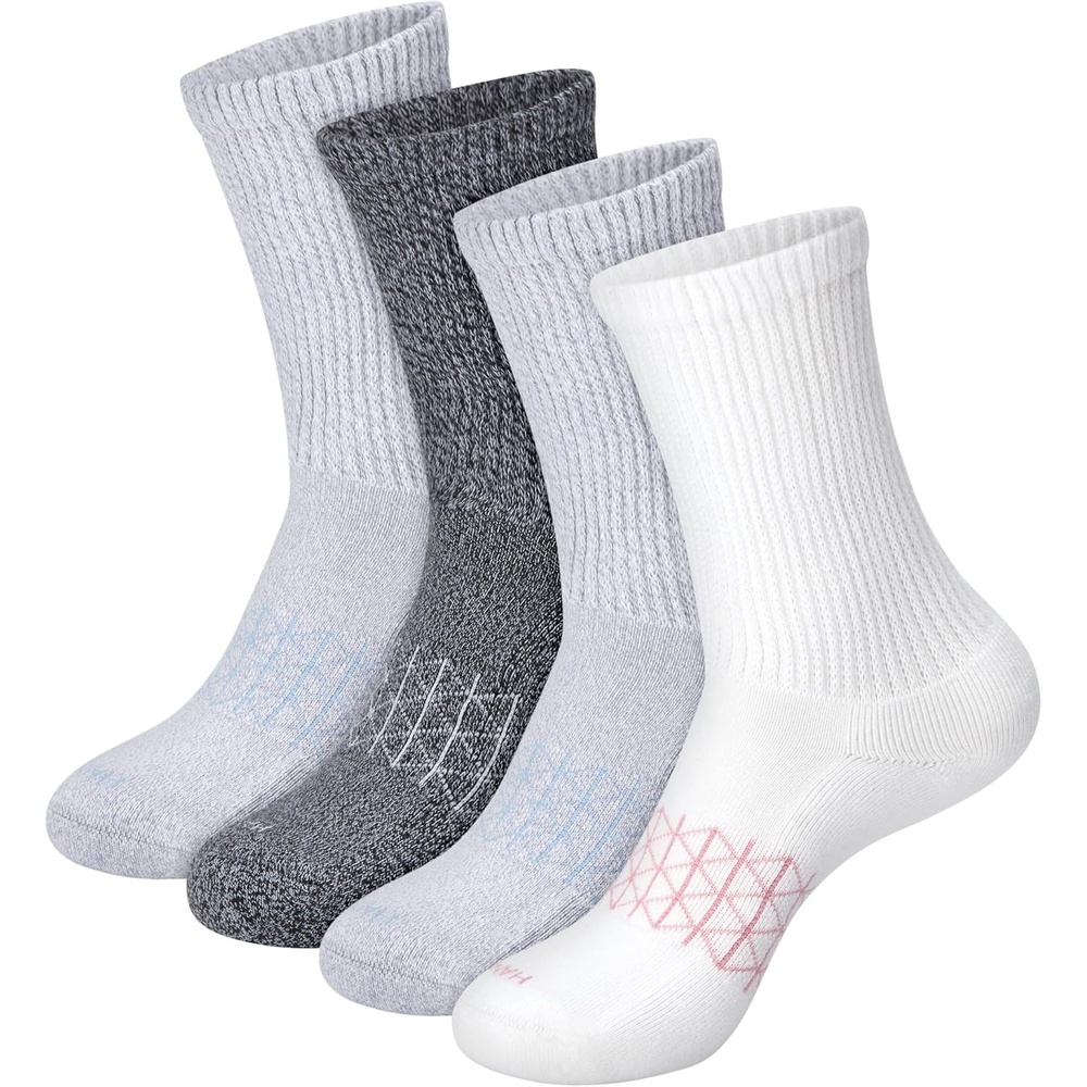 image:imageHanes Womens Nonbinding Crew Socks Absolute Wellness Nonrestrictive Cushioned Socks for Women 4packBlackGrayWhite
