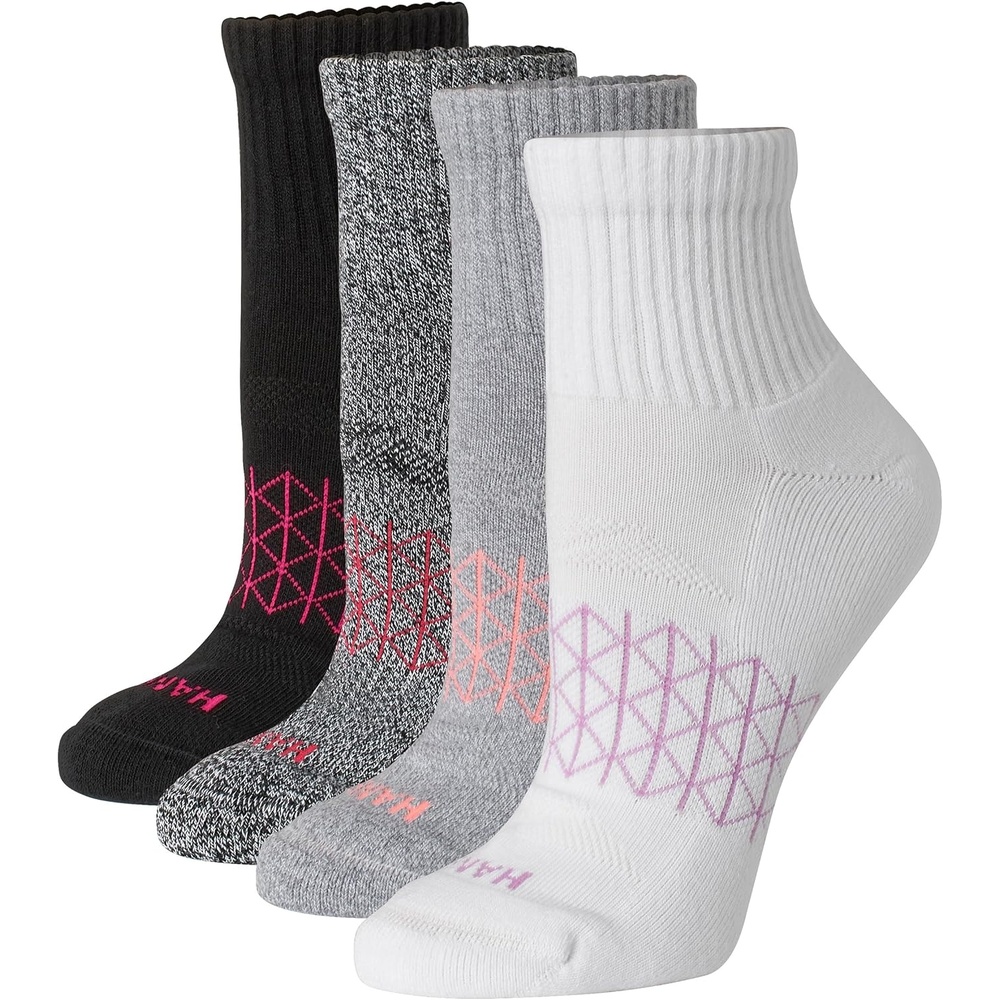 image:imageHanes Womens Socks 4pack Absolute Active Cushioned Moisturewicking Best Womens Socks Crew Ankle and No ShowGray