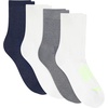 Hanes Men’s Socks Pack, 4-pair Pack, Absolute Run Cushioned Heel-shield Tab Moisture-wicking Men’s Socks(Navy/White – Mid Crew)