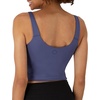 Hanes Women’s Moves Crop Bralette, V-Neck Cropped Pullover, Built-in Shelf Bra, Odor Control(Dark Cobalt Night)