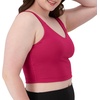 Hanes Women’s Moves Crop Bralette, V-Neck Cropped Pullover, Built-in Shelf Bra, Odor Control(Fresh Berry)