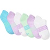 Hanes girls Socks Pack, Ankle, Crew, No Show 6 Pairs, Absolute Active Cushioned Ankle Socks for Girls(Blue/Green – Heel Shield)
