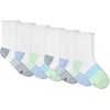 Hanes girls Socks Pack, Ankle, Crew, No Show 6 Pairs, Absolute Active Cushioned Ankle Socks for Girls(White/Green – Crew)