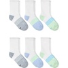 Hanes girls Socks Pack, Ankle, Crew, No Show 6 Pairs, Absolute Active Cushioned Ankle Socks for Girls(White/Green – Crew)