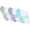 Hanes girls Socks Pack, Ankle, Crew, No Show 6 Pairs, Absolute Active Cushioned Ankle Socks for Girls(White/Purple – No Show)